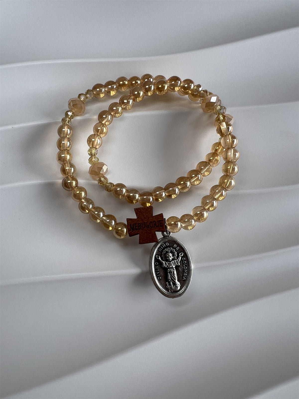 Rosario de Mano de cristal champán